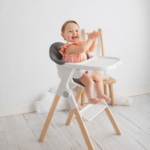 Chaise Haute Bébé Évolutive Olmitos en Bois – Pliable, Réglable avec Hamac & Réducteur