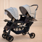 Poussette Double Luxe pour Jumeaux MINI POUCE– Confort Premium & Pliage Compact (Naissance à 15kg)
