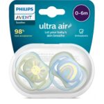 Sucettes Philips Avent Ultra Air 0-6 Mois Mix Soleil Arc-en-ciel– Lot de 2 | Douces, Respirantes et Sans BPA