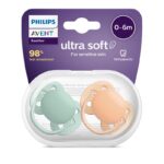 Sucettes Philips Avent Ultra Soft 0-6 Mois Lot de 2 | Tétines Bébé Douces Sans BPA