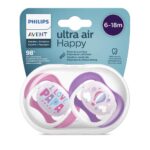 Sucettes Philips Avent Ultra Air 6-18 Mois – Lot de 2 Sucettes Orthodontiques avec Boîte de Stérilisation – Image 2